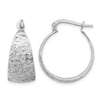 Leslie's Sterling Silver Rhodium-plated Textured Hoop Earrings - Product Photo