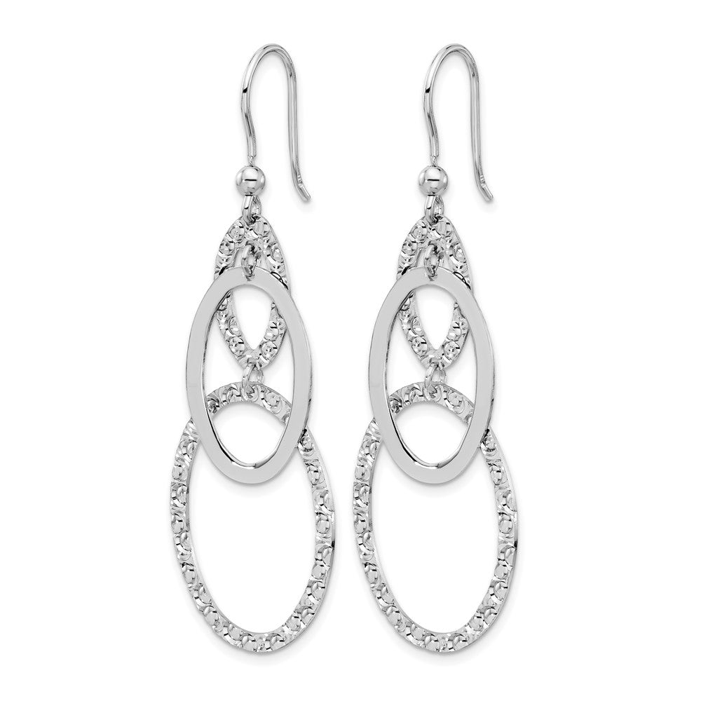 Leslie's Sterling Silver Rh-plated Polished/Textured Ovals Dangle Earrings - Product Photo
