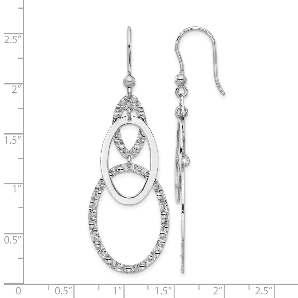 Leslie's Sterling Silver Rh-plated Polished/Textured Ovals Dangle Earrings - Product Photo