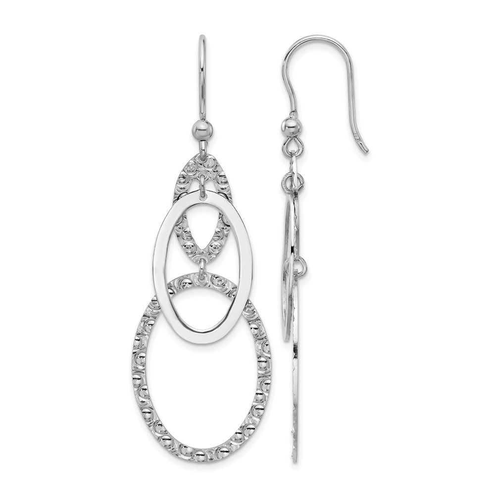 Leslie's Sterling Silver Rh-plated Polished/Textured Ovals Dangle Earrings - Product Photo