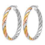 Sterling Silver RH-plated with Gold and Rose-tone Polished Hoop Earrings - Product Photo