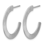 Leslie's Sterling Silver RH-plated Scratch Finish J-Hoop Post Earrings - Product Photo
