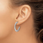 Leslie's Sterling Silver RH-plated Scratch Finish J-Hoop Post Earrings - Product Photo