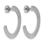 Leslie's Sterling Silver RH-plated Scratch Finish J-Hoop Post Earrings - Product Photo