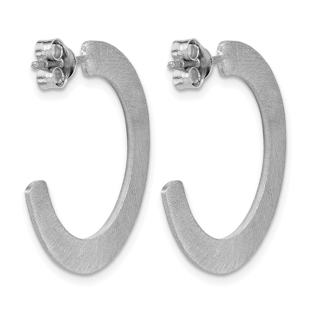 Leslie's Sterling Silver RH-plated Scratch Finish J-Hoop Post Earrings - Product Photo