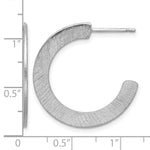 Leslie's Sterling Silver RH-plated Scratch Finish J-Hoop Post Earrings - Product Photo