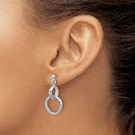 Leslie's SS RH-plat Polished / Dia-cut Circle Link Dangle Post Earrings - Product Photo