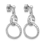 Leslie's SS RH-plat Polished / Dia-cut Circle Link Dangle Post Earrings - Product Photo