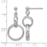 Leslie's SS RH-plat Polished / Dia-cut Circle Link Dangle Post Earrings - Product Photo