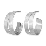 Leslie's Sterling Silver Rhodium-plate Scratch Finish J-hoop Earrings - Product Photo
