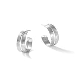 Leslie's Sterling Silver Rhodium-plate Scratch Finish J-hoop Earrings - Product Photo