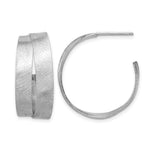 Leslie's Sterling Silver Rhodium-plate Scratch Finish J-hoop Earrings - Product Photo