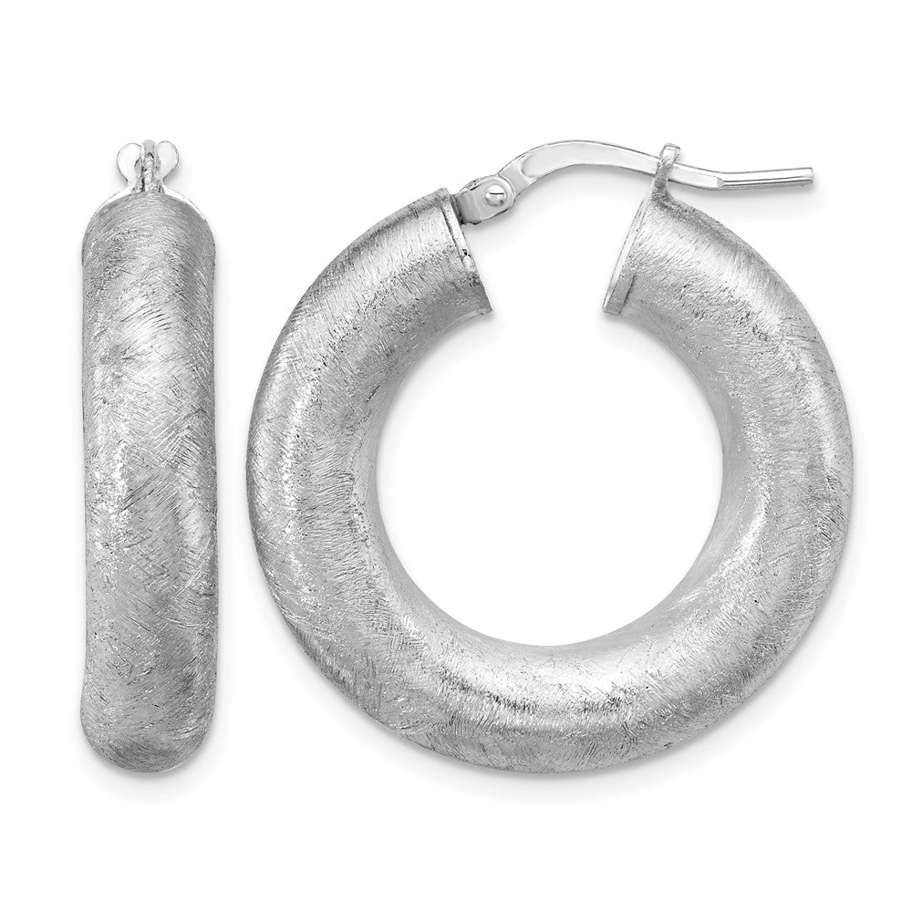 Leslie's Sterling Silver RH-plated Radiant Essence Hoop Earrings - Product Photo
