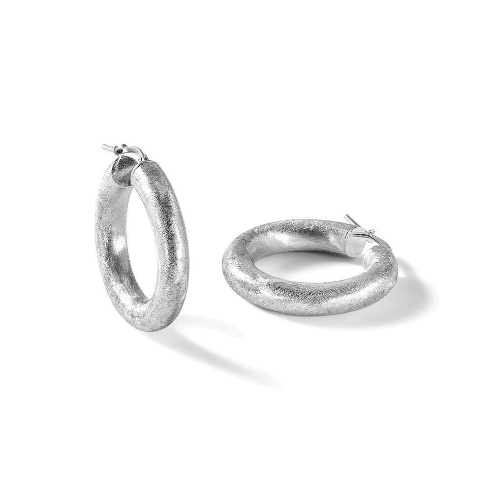 Leslie's Sterling Silver RH-plated Radiant Essence Hoop Earrings - Product Photo