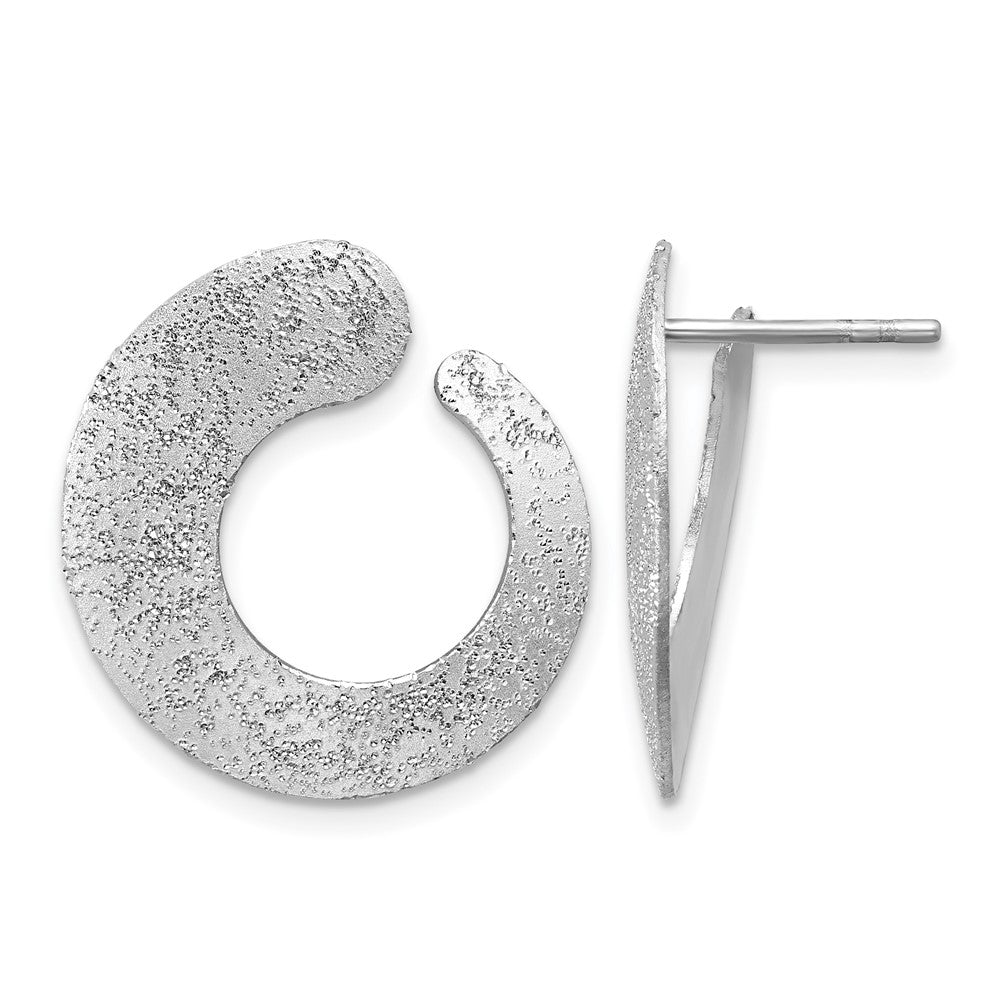 Sterling Silver RH-plt Radiant Essence Textured Tapered Circle Post Earrings