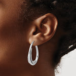 Leslie's Sterling Silver RH-plated Polished Fancy Oval Hoop Earrings - Product Photo