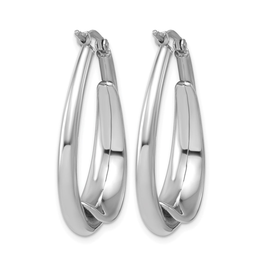 Leslie's Sterling Silver RH-plated Polished Fancy Oval Hoop Earrings - Product Photo