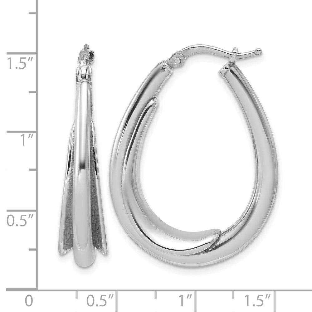 Leslie's Sterling Silver RH-plated Polished Fancy Oval Hoop Earrings - Product Photo