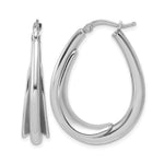 Leslie's Sterling Silver RH-plated Polished Fancy Oval Hoop Earrings - Product Photo