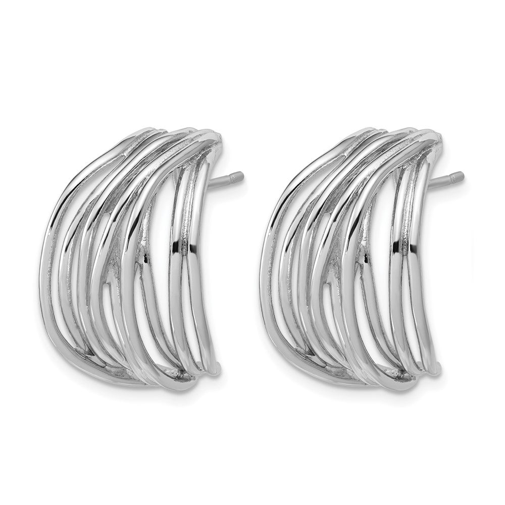 Leslie's Sterling Silver Rh-Plated Polished C-Hoop Post Earrings - Product Photo