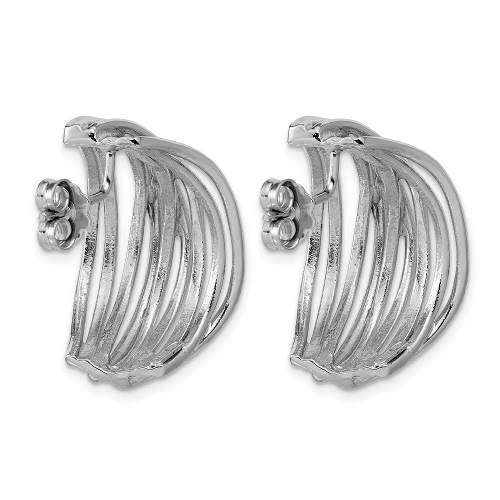 Leslie's Sterling Silver Rh-Plated Polished C-Hoop Post Earrings - Product Photo