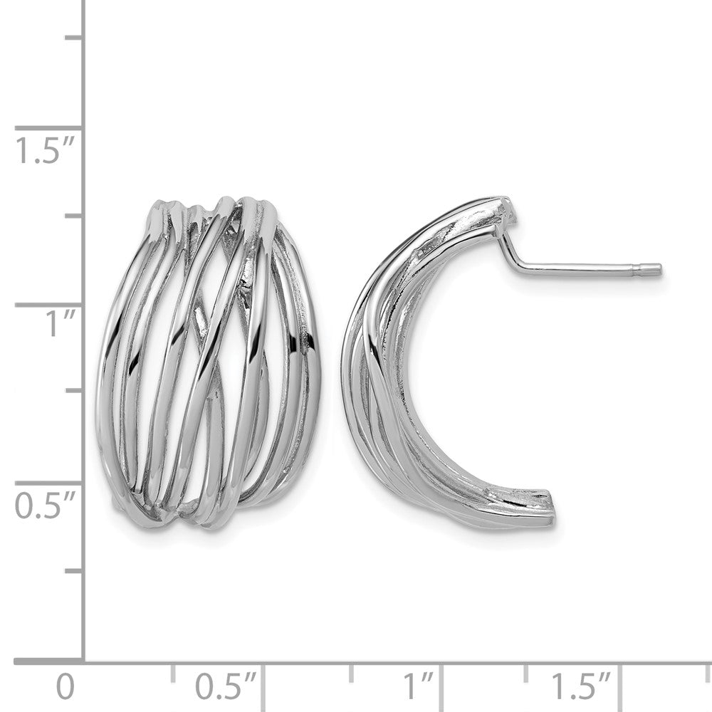 Leslie's Sterling Silver Rh-Plated Polished C-Hoop Post Earrings - Product Photo