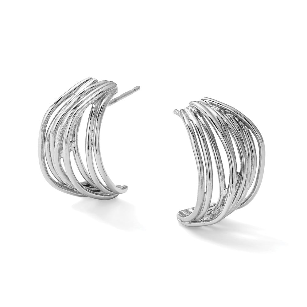 Leslie's Sterling Silver Rh-Plated Polished C-Hoop Post Earrings - Product Photo