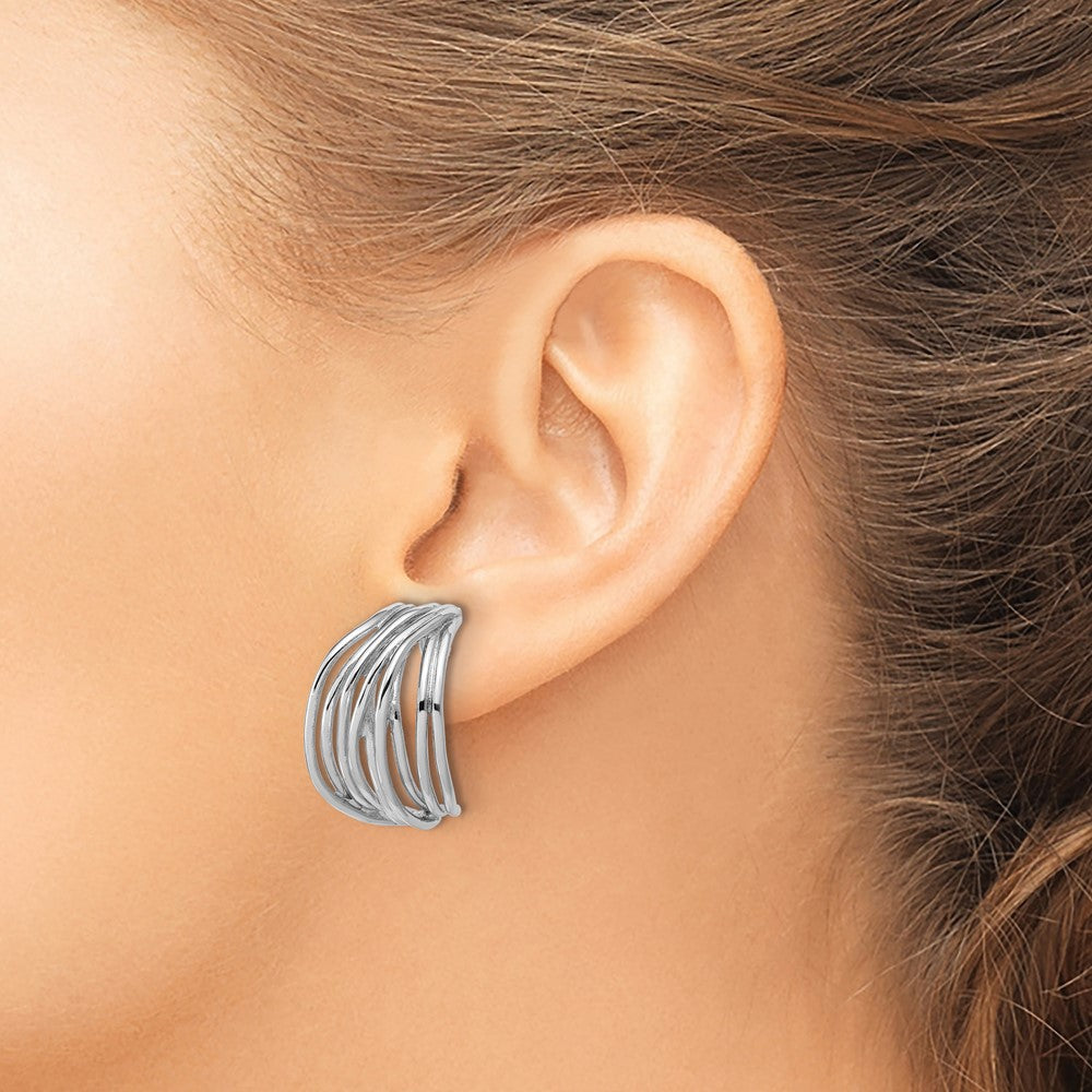 Leslie's Sterling Silver Rh-Plated Polished C-Hoop Post Earrings - Product Photo