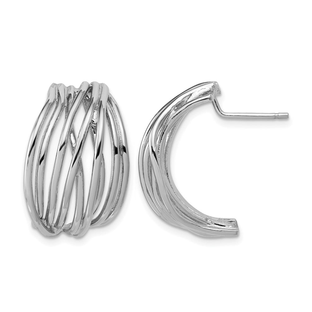 Leslie's Sterling Silver Rh-Plated Polished C-Hoop Post Earrings - Product Photo