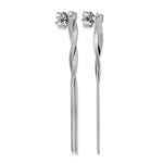 Leslie's Sterling Silver Rh-Plat Herringbone 2-strand Dangle Post Earrings - Product Photo