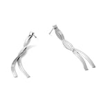Leslie's Sterling Silver Rh-Plat Herringbone 2-strand Dangle Post Earrings - Product Photo