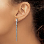 Leslie's Sterling Silver Rh-Plat Herringbone 2-strand Dangle Post Earrings - Product Photo
