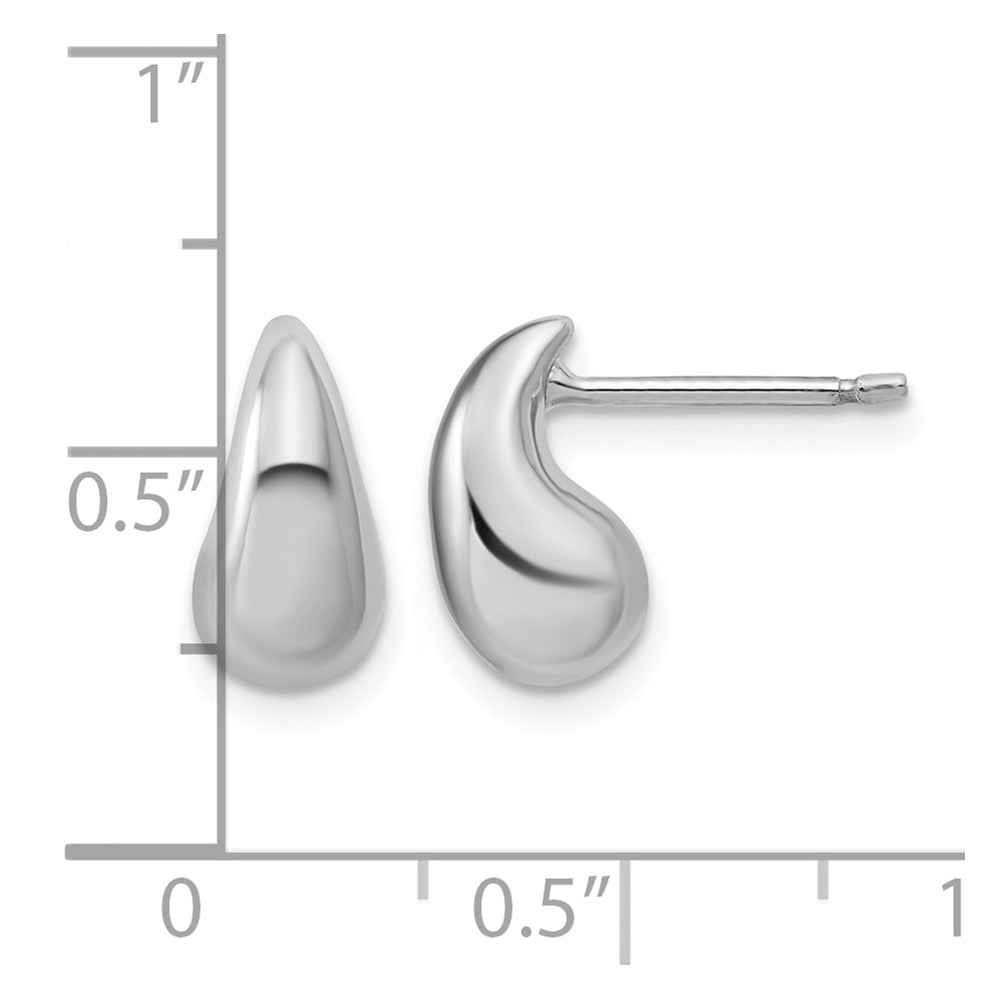 Leslie's Sterling Silver RH-plated Polished Puffed Teardrop Post Earrings - Product Photo