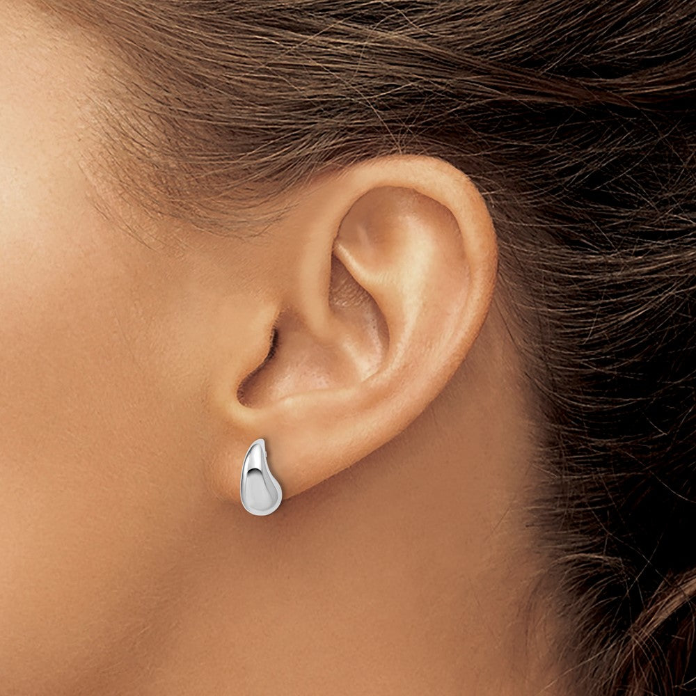 Leslie's Sterling Silver RH-plated Polished Puffed Teardrop Post Earrings - Product Photo