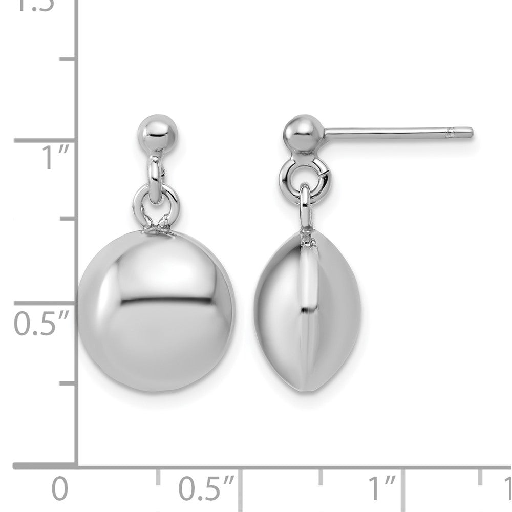 Leslie's Sterling Silver RH-plated Polished Domed Post Dangle Earrings - Product Photo