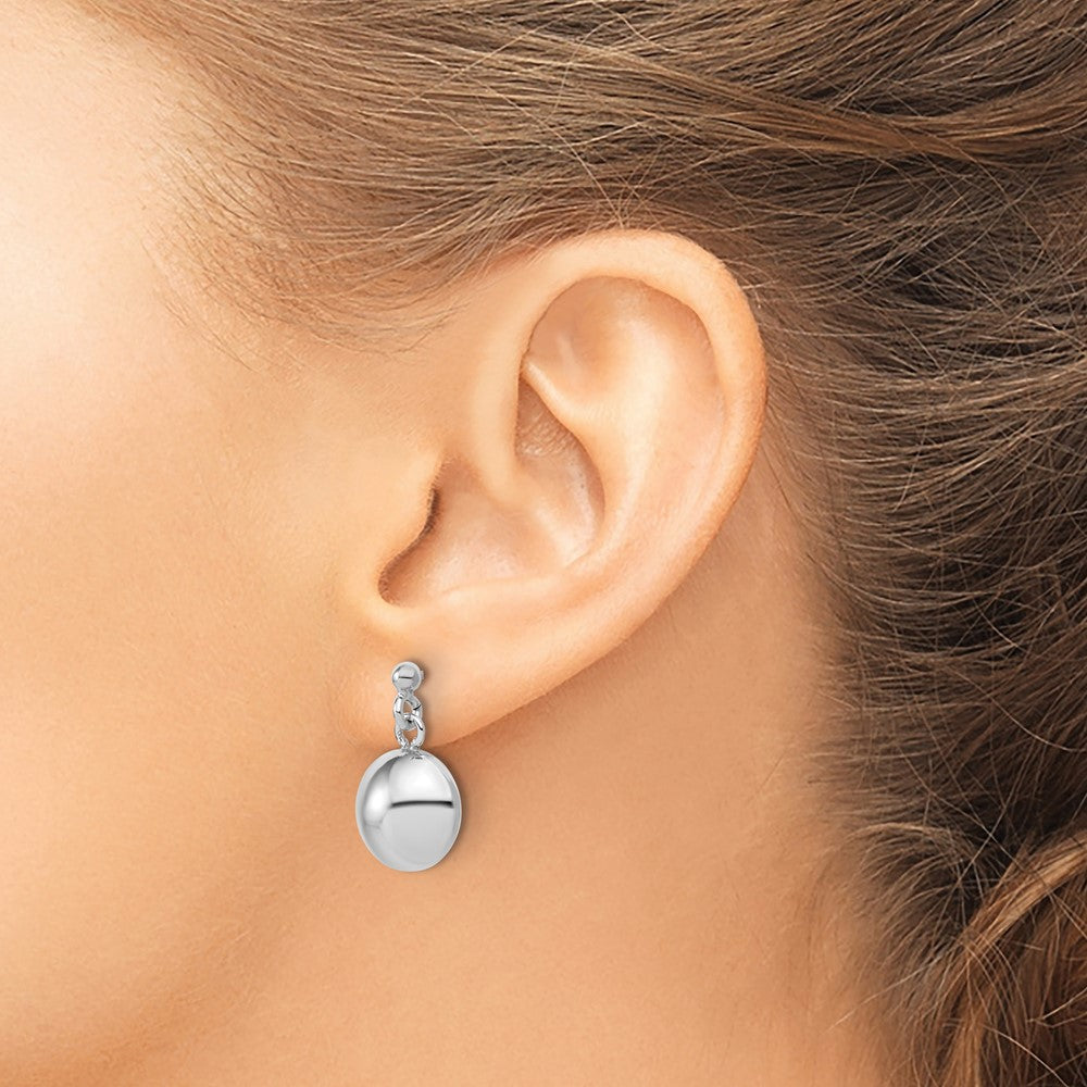 Leslie's Sterling Silver RH-plated Polished Domed Post Dangle Earrings - Product Photo