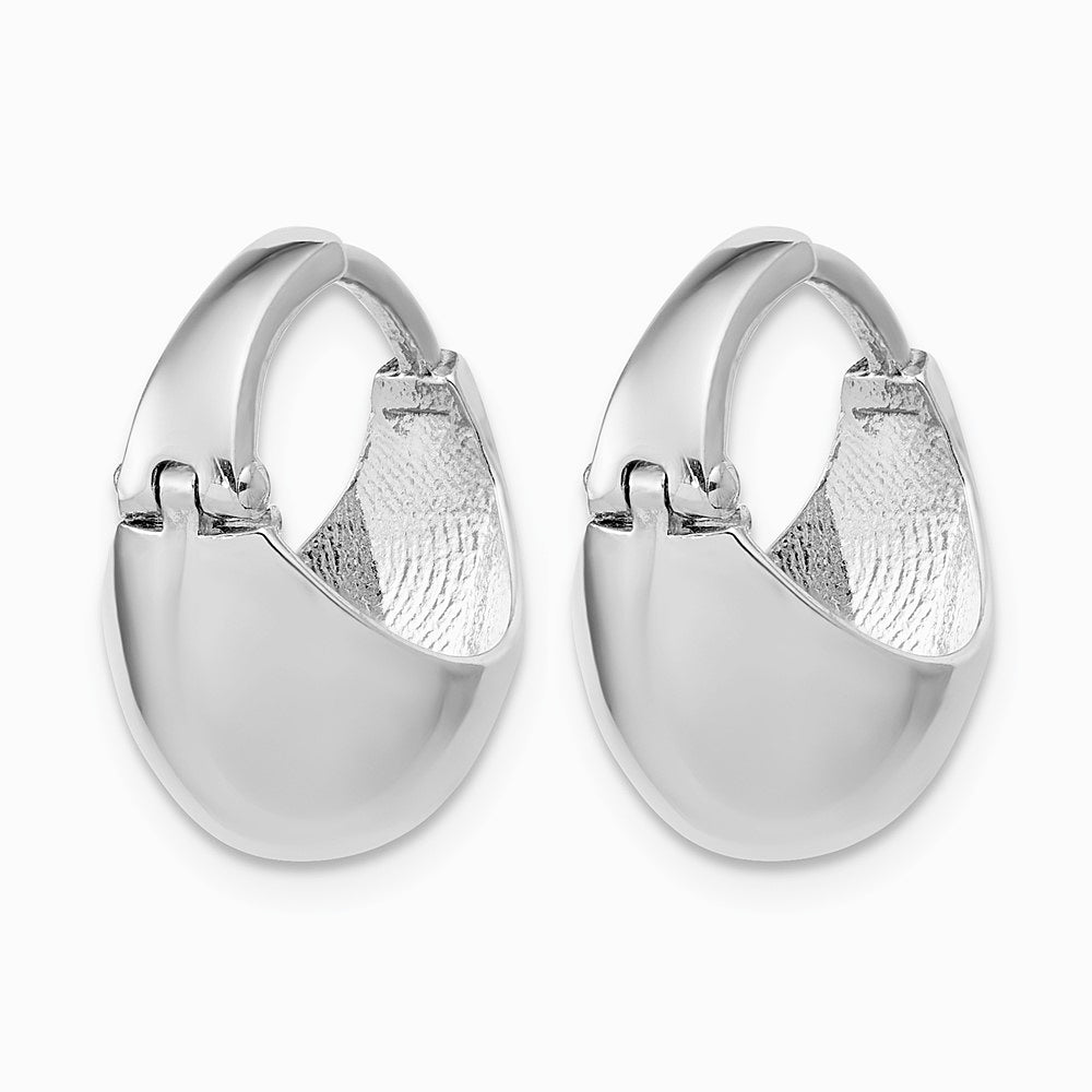 Sterling Silver RH-Plated Polished Hinged Huggie Hoop Earrings - Product Photo