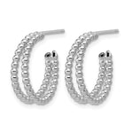 Leslie's Sterling Silver RH-plated Polished Beaded J-Hoop Earrings - Product Photo