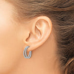 Leslie's Sterling Silver RH-plated Polished Beaded J-Hoop Earrings - Product Photo