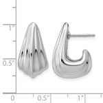 Leslie's Sterling Silver RH-plated Polished Grooved Post J-Hoop Earrings - Product Photo