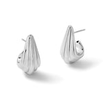 Leslie's Sterling Silver RH-plated Polished Grooved Post J-Hoop Earrings - Product Photo