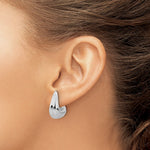 Leslie's Sterling Silver RH-plated Polished Grooved Post J-Hoop Earrings - Product Photo