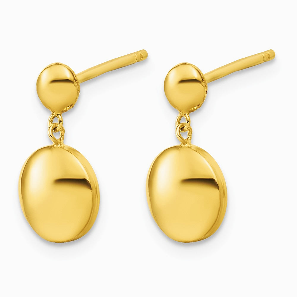 Sterling Silver Gold-tone Polished Circle Dangle Post Earrings - Product Photo