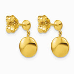 Sterling Silver Gold-tone Polished Circle Dangle Post Earrings - Product Photo