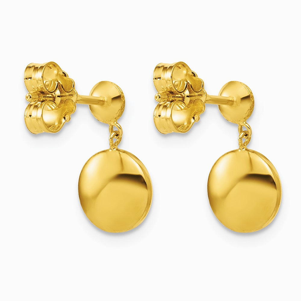 Sterling Silver Gold-tone Polished Circle Dangle Post Earrings - Product Photo