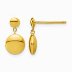 Sterling Silver Gold-tone Polished Circle Dangle Post Earrings - Product Photo