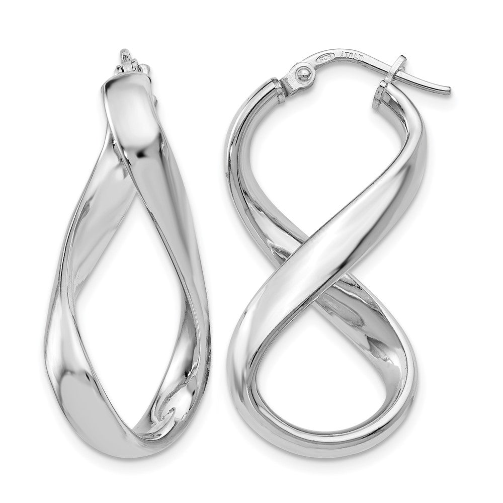 Sterling Silver RH-plated Polished Twisted Hoop Earrings