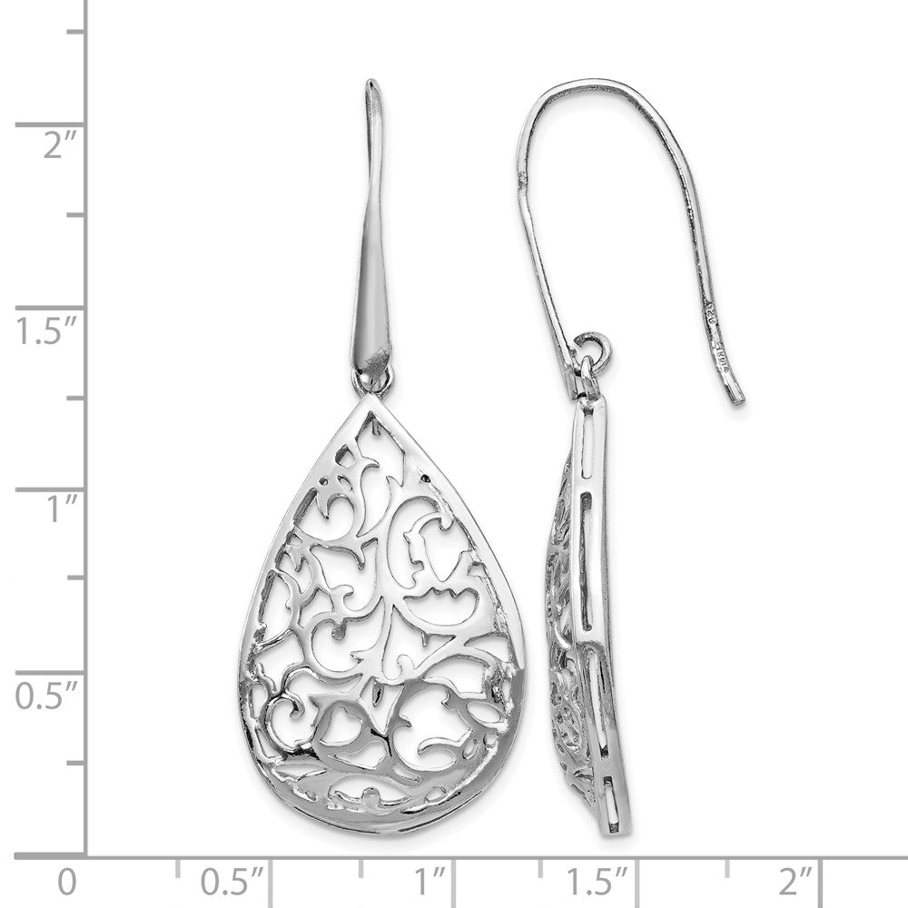 Leslie's Sterling Silver Rhod-pltd Polished Cut-out Teardrop Dangle Earring - Product Photo