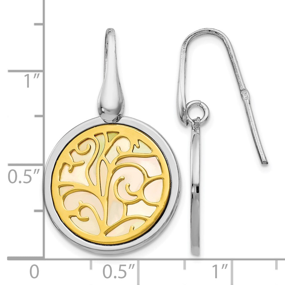 Leslie's Sterling Silver Gold-tone Mother of Pearl Dangle Earrings - Product Photo