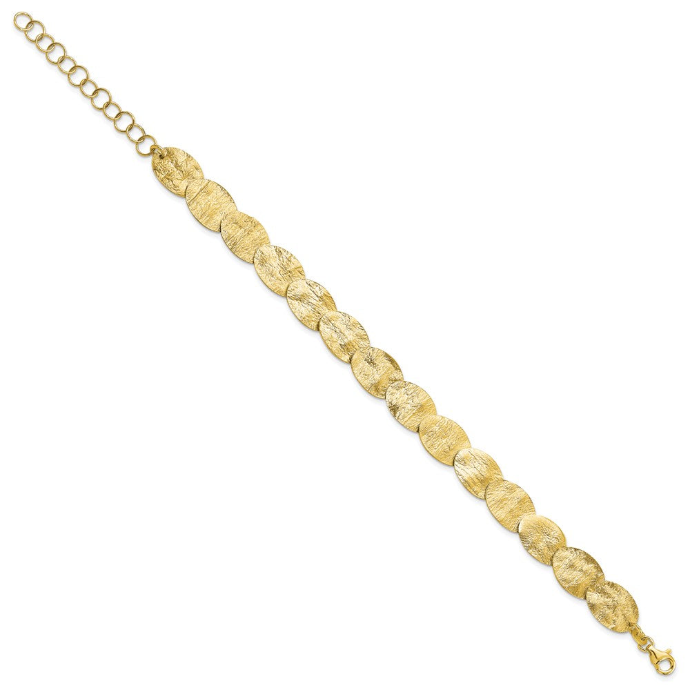 Leslie's Sterling Silver Gold-tone Textured w/2in ext Bracelet - Product Photo